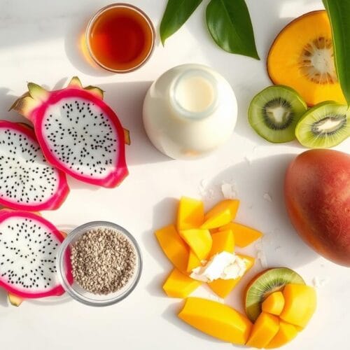 Ingredients for Summer 2025 Breakfast Recipe Trend laid out on counter