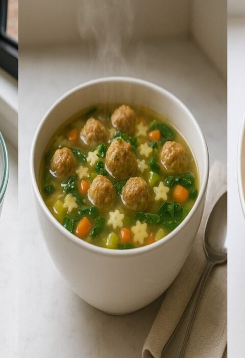 Quick healthy lunch recipes in glass containers on a modern kitchen counter with natural light.