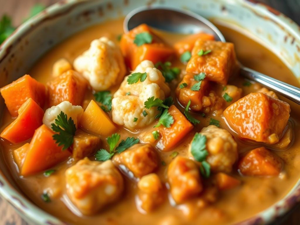 Variation of Creamy Sweet Potato Peanut Stew Vegan with different vegetables