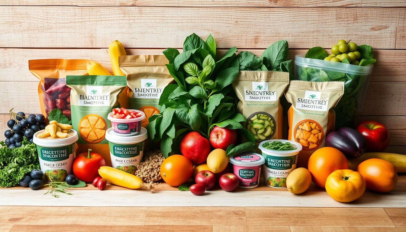 Essential supplies for Freezer Smoothie Packs, including blender and silicone bags for healthy recipes