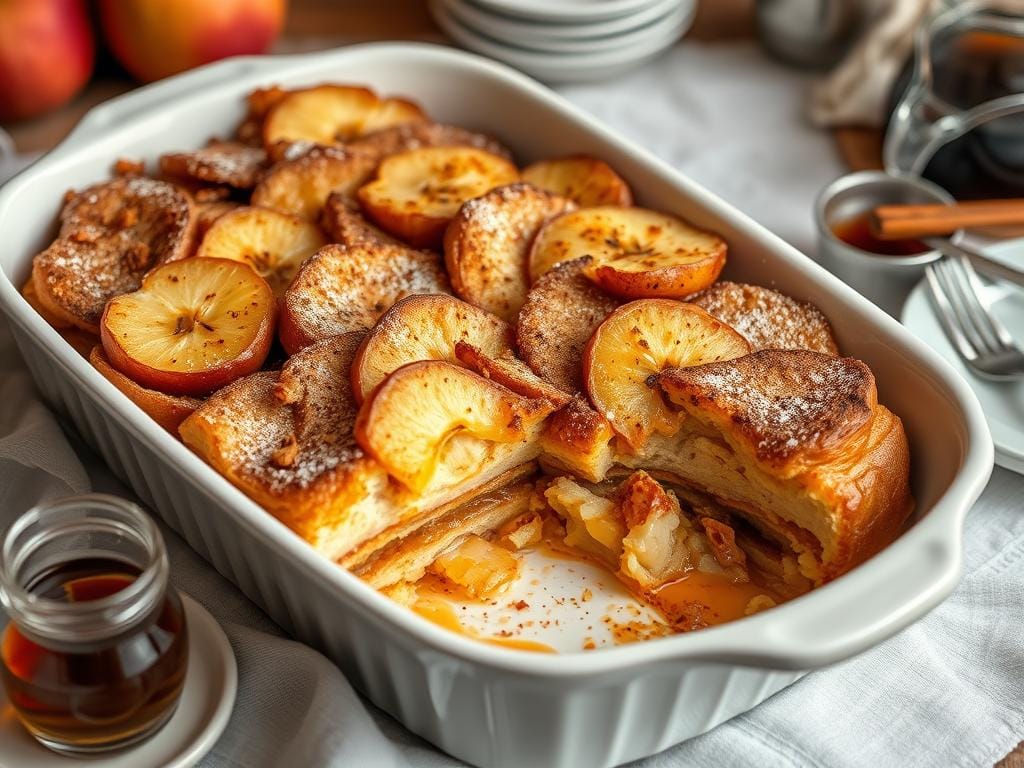 Creative Uses for Stale Bread French toast casserole with caramelized apples made from stale bread