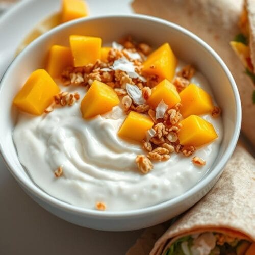 Greek yogurt fruit parfait as a side for the healthy turkey hummus lunch recipe