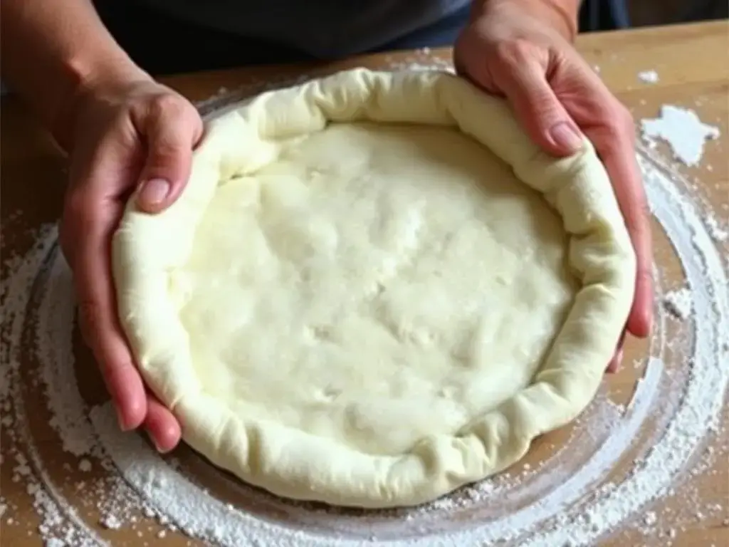 Stretching New York style pizza dough by hand