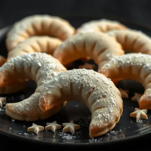 Delicate crescent-shaped almond cookies with a soft, melt-in-your-mouth texture, inspired by lunar celebrations in the USA.